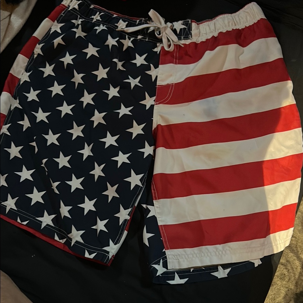 Faded Glory Red White and Blue Board Shorts Swim #Memorial Day #July4